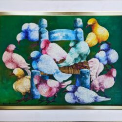 Pigeons sur chaise par Gesner Armand